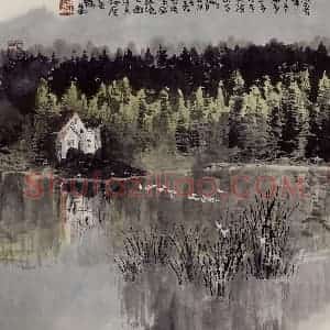 2004年 赵梅生《得天独厚》国画山水写意作品图片赏析