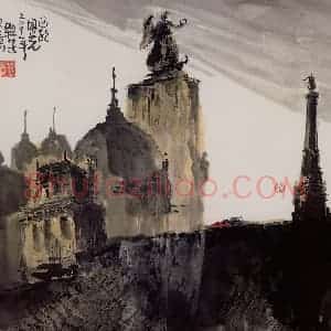 2001年 赵梅生《西欧风光》国画山水写意作品图片赏析