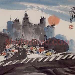2001年 赵梅生《车水马龙》国画花鸟写意作品图片赏析