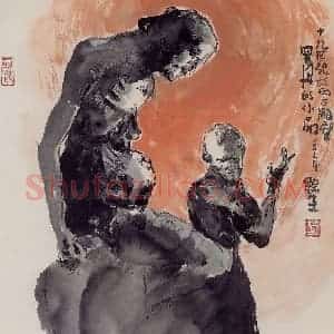 2001年 赵梅生《罗丹雕塑》国画花鸟写意作品图片赏析