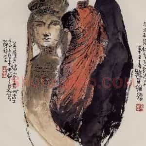 2001年 赵梅生《北魏石刻》国画花鸟写意作品图片赏析