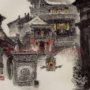 2001年 赵梅生《晋商宅院Ⅰ》国画山水写意作品图片赏析