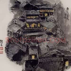 2003年 赵梅生《晋商宅院Ⅱ》国画山水写意作品图片赏析