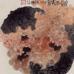 1994年 赵梅生《金秋踏霜》国画花鸟写意作品图片赏析