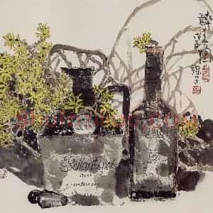 1998年 赵梅生《醉春图》国画花鸟写意作品图片赏析