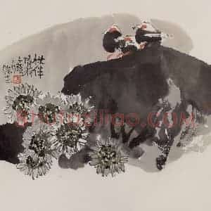 2000年 赵梅生《秋伴情羽》国画花鸟写意作品图片赏析