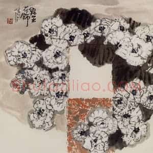 2001年 赵梅生《花饰》国画花鸟写意作品图片赏析