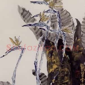 2003年 赵梅生《鹤望南山》国画花鸟写意作品图片赏析