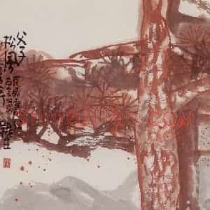 2003年 赵梅生《父子松风》国画花鸟写意作品图片赏析