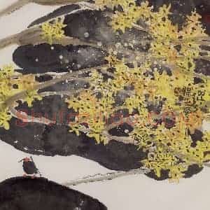 2003年 赵梅生《迎春》国画花鸟写意作品图片赏析