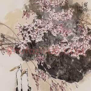 2004年 赵梅生《联想三角梅》国画花鸟写意作品图片赏析