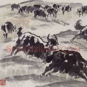 1962年 赵望云《祁连山写生》国画花鸟作品图片赏析
