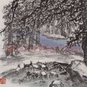 1962年 赵望云《祁连山写生》国画人物作品图片赏析