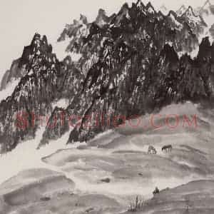 1962年 赵望云《乌稍岭牧马》国画人物作品图片赏析