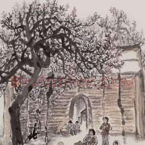 1963年 赵望云《农闲时节》国画人物作品图片赏析