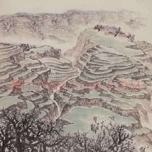 1963年 赵望云《渭北梯田》国画人物作品图片赏析