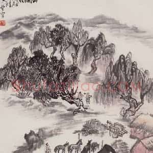 1973年 赵望云《山村秋收》国画山水作品图片赏析