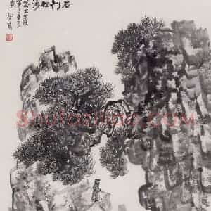 1973年 赵望云《石门松涛》国画山水作品图片赏析