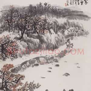 1973年 赵望云《初冬小雪》国画山水作品图片赏析