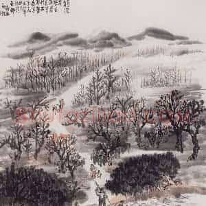 1973年 赵望云《待渡者》国画山水作品图片赏析
