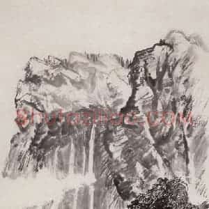 1974年 赵望云《高崖飞瀑》国画山水作品图片赏析
