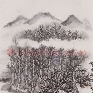 1976年 赵望云《霜林晓色》国画山水作品图片赏析