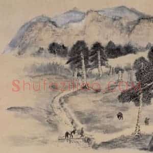 1976年 赵望云《松坡长泉》国画山水作品图片赏析