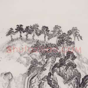 1976年 赵望云《松岗飞泉》国画山水作品图片赏析