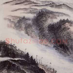 1955年 赵望云《嘉陵江畔》国画山水作品图片赏析