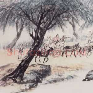 1955年 赵望云《送公粮》国画人物作品图片赏析