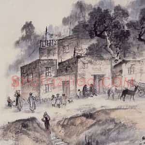 1956年 赵望云《乡村街头》国画人物作品图片赏析