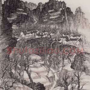 1958年 赵望云《熊山山庄》国画山水作品图片赏析