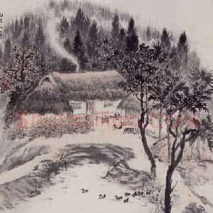 1959年 赵望云《社员之家》国画山水作品图片赏析