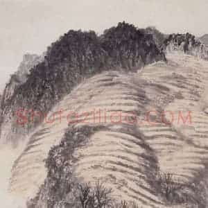 1959年 赵望云《陕北秋收写景》国画山水作品图片赏析