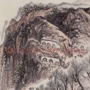 1960年 赵望云《春日山村》国画山水作品图片赏析