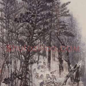 1961年 赵望云《林区写景》国画山水作品图片赏析