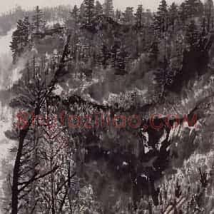 1961年 赵望云《林区写景》国画山水作品图片赏析