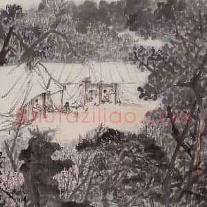 1961年 赵望云《秦岭林区写生》国画山水作品图片赏析