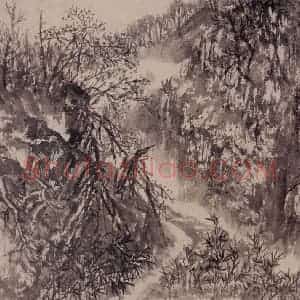 1961年 赵望云《林区写景》国画山水作品图片赏析
