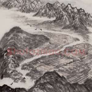 1962年 赵望云《日月山下》国画山水作品图片赏析