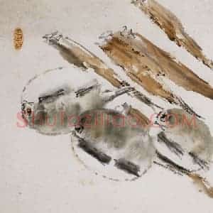 清代 虚谷《杂画册·鲜笋肥豚》国画花鸟作品图片赏析