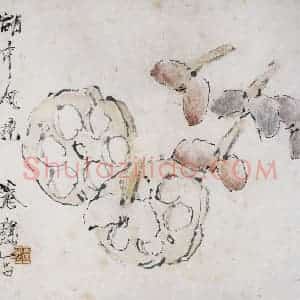 清代 虚谷《湖中风味》国画花鸟作品图片赏析