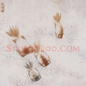 清代 虚谷《春波鱼戏》国画花鸟作品图片赏析