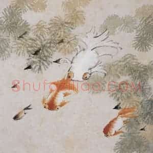 清代 虚谷《花鸟水族图册》国画花鸟作品图片赏析