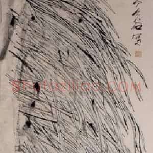 清代 虚谷《兰花图轴》国画花鸟作品图片赏析