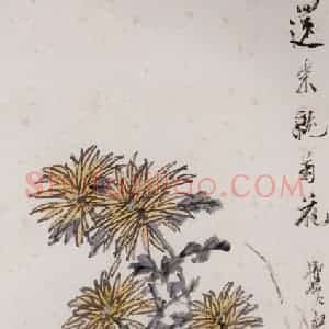 清代 虚谷《秋菊图轴》国画花鸟作品图片赏析