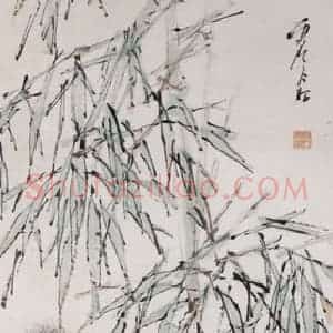 清代 虚谷《绿竹松鼠图屏》国画花鸟作品图片赏析