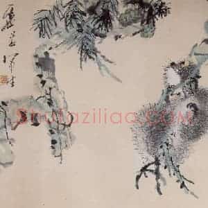清代 虚谷《花卉四段图卷》国画花鸟作品图片赏析