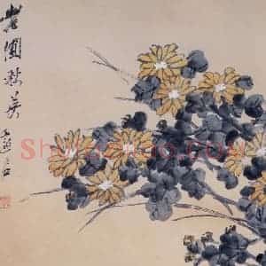 清代 虚谷《花卉四段图卷》国画花鸟作品图片赏析