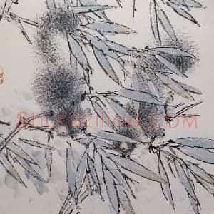 清代 虚谷《杂画册之绿竹松鼠》国画花鸟作品图片赏析